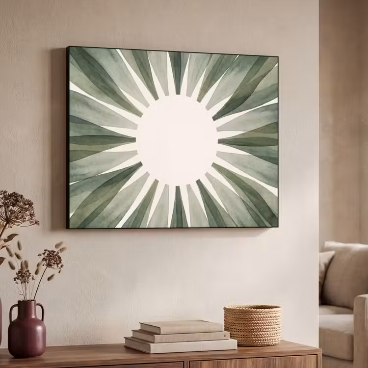 Planten - Abstract - Waterverf - Groen - Natuur Textielframe zwart klein -sfeer3