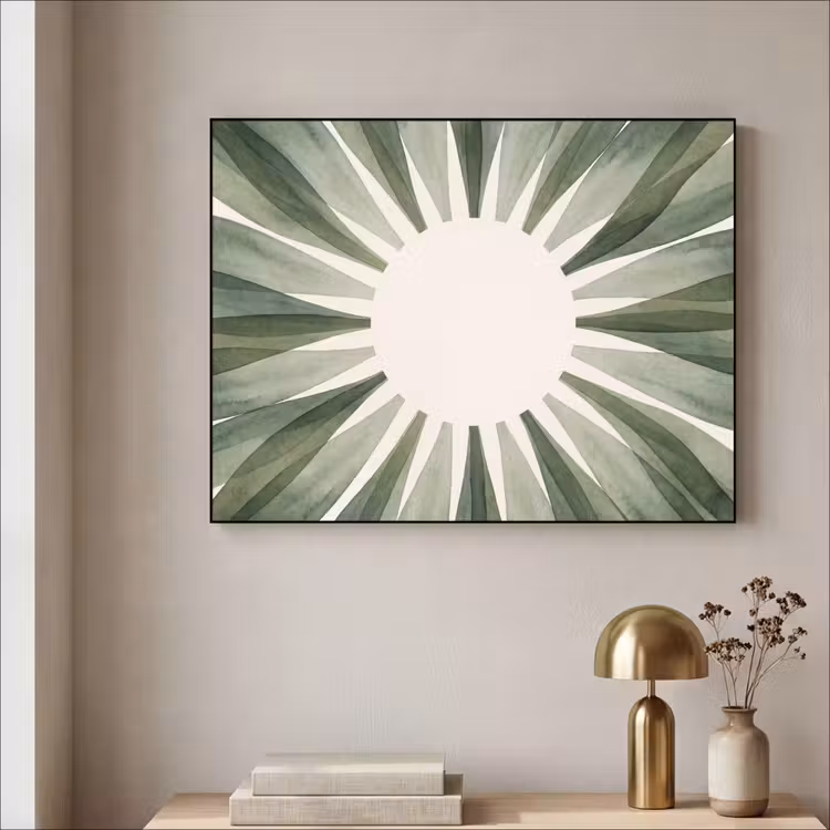 Planten - Abstract - Waterverf - Groen - Natuur Textielframe zwart klein -sfeer2