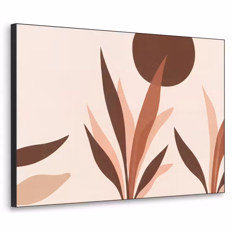 Planten - Abstract - Natuur - Bruin Textielframe zwart klein -3d