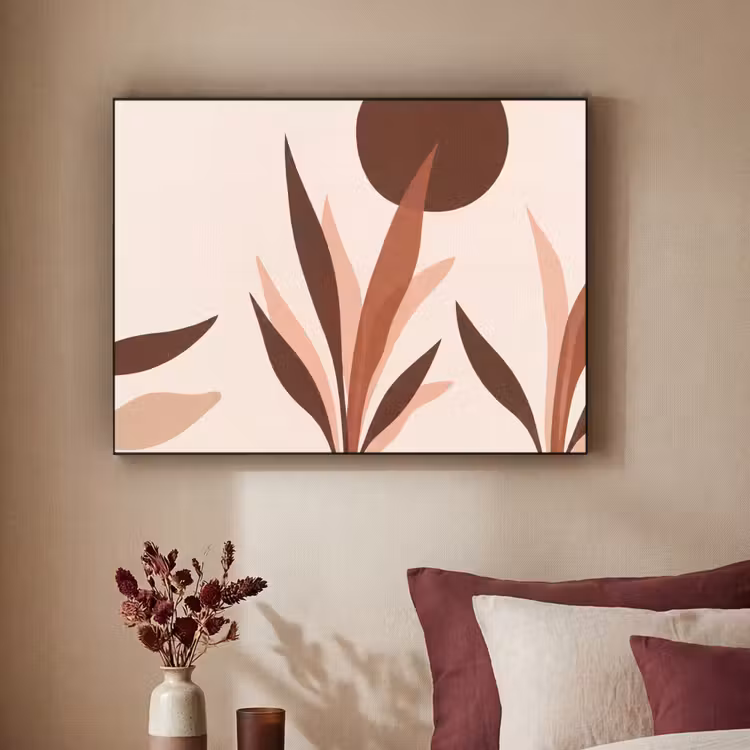 Planten - Abstract - Natuur - Bruin Textielframe zwart klein -sfeer1