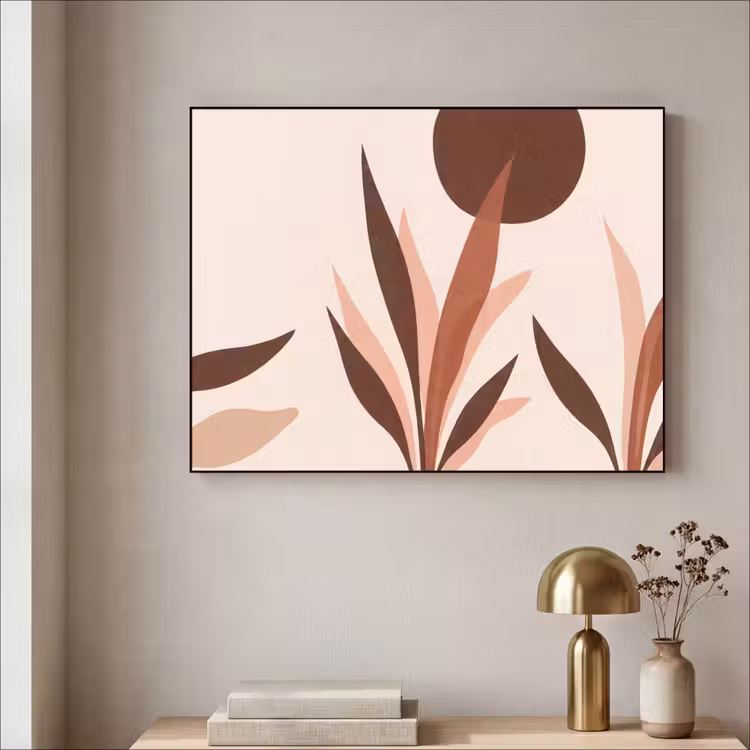 Planten - Abstract - Natuur - Bruin Textielframe zwart klein -sfeer2