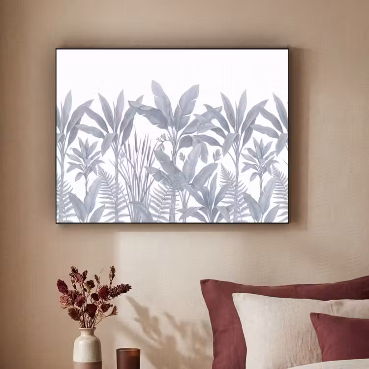 Planten - Bladeren - Natuur - Grijs Textielframe zwart klein -sfeer1