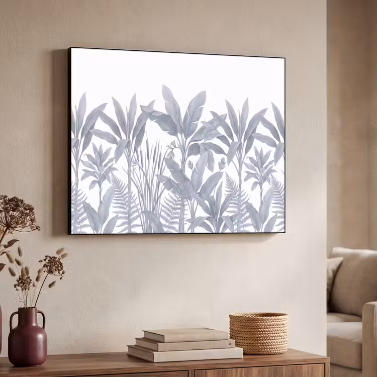Planten - Bladeren - Natuur - Grijs Textielframe zwart klein -sfeer3