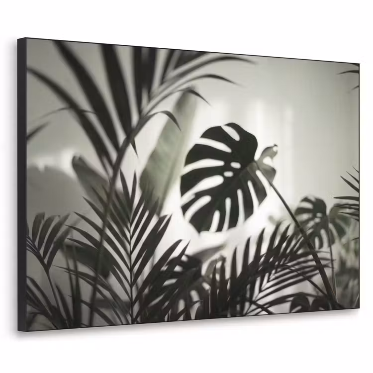 Planten - Bladeren - Natuur - Minimalistisch - Groen Textielframe zwart klein -3d