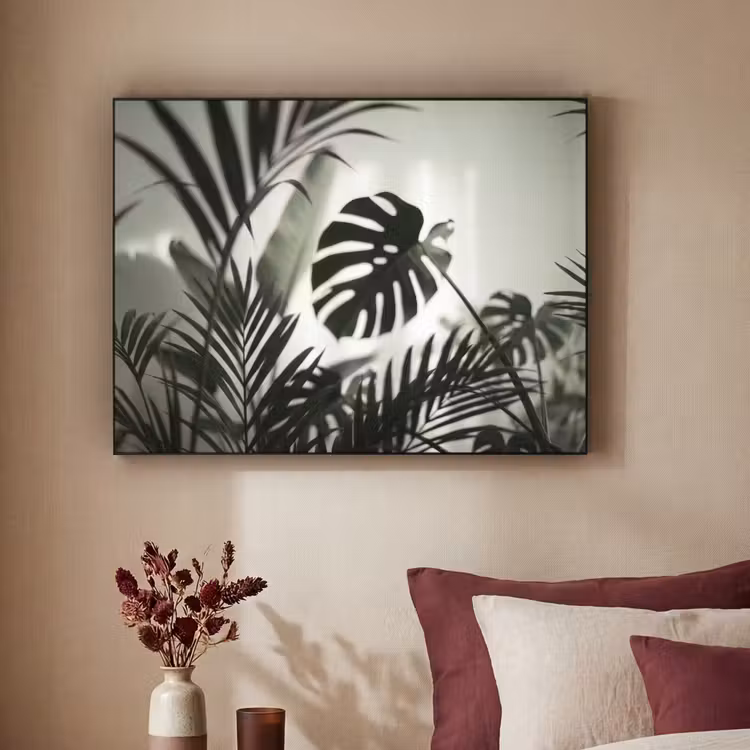 Planten - Bladeren - Natuur - Minimalistisch - Groen Textielframe zwart klein -sfeer1