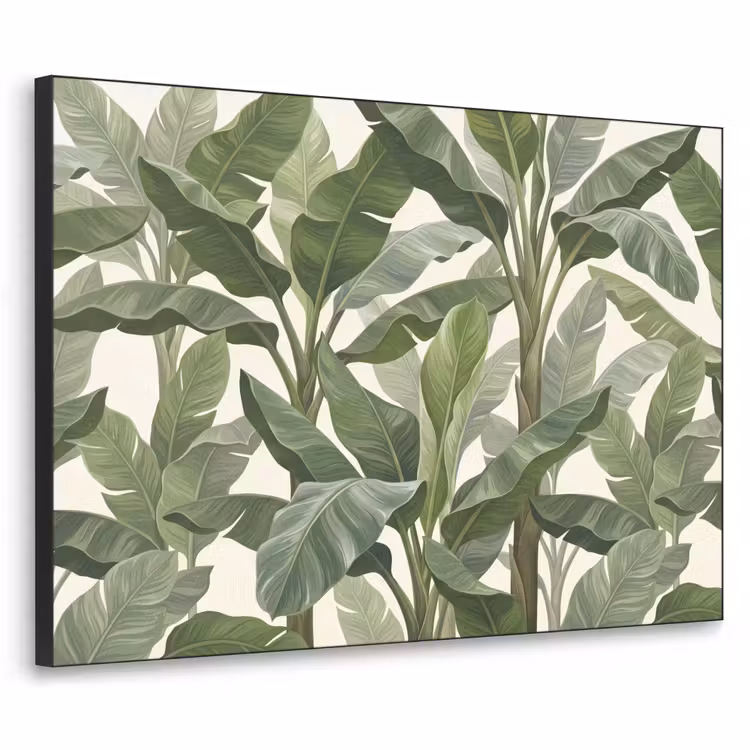 Planten - Bladeren - Tropisch - Groen Textielframe zwart klein -3d