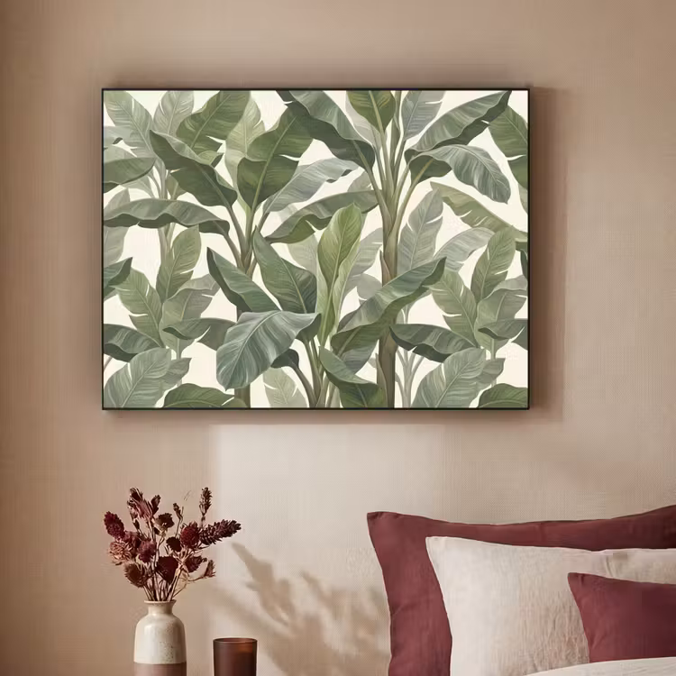 Planten - Bladeren - Tropisch - Groen Textielframe zwart klein -sfeer1