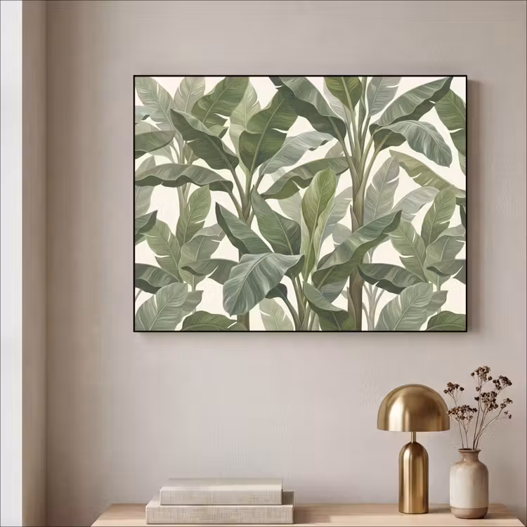 Planten - Bladeren - Tropisch - Groen Textielframe zwart klein -sfeer2