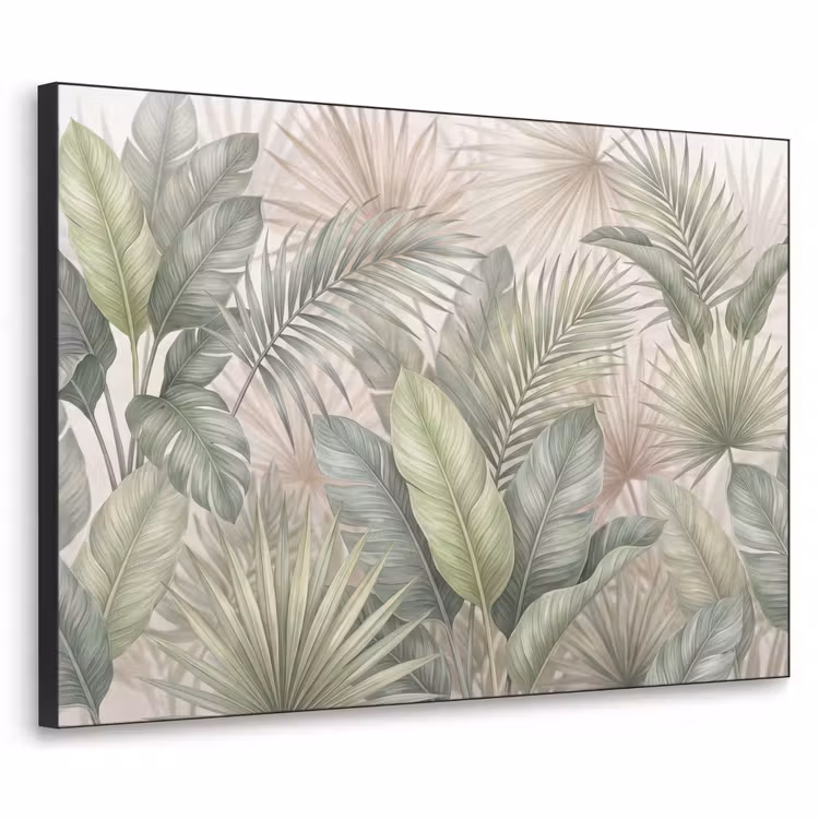 Planten - Tropisch - Bladeren - Groen - Natuur Textielframe zwart klein -3d