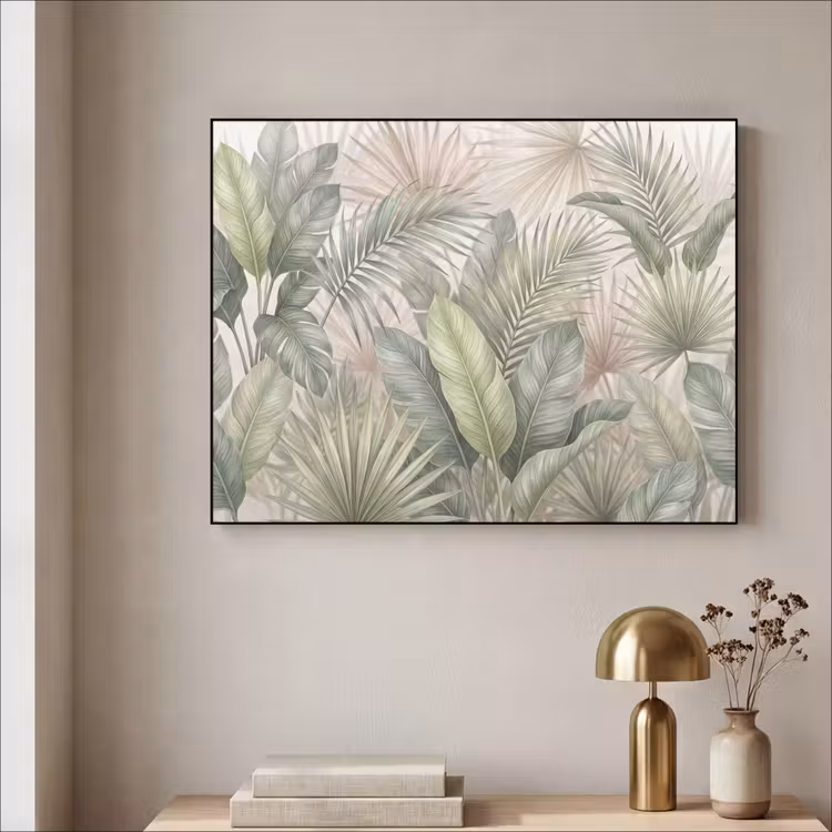 Planten - Tropisch - Bladeren - Groen - Natuur Textielframe zwart klein -sfeer2
