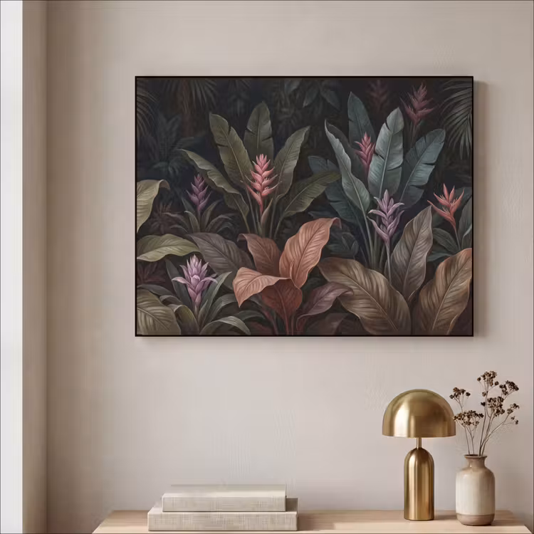 Planten - Tropisch - Jungle - Donker - Natuur Textielframe zwart klein -sfeer2