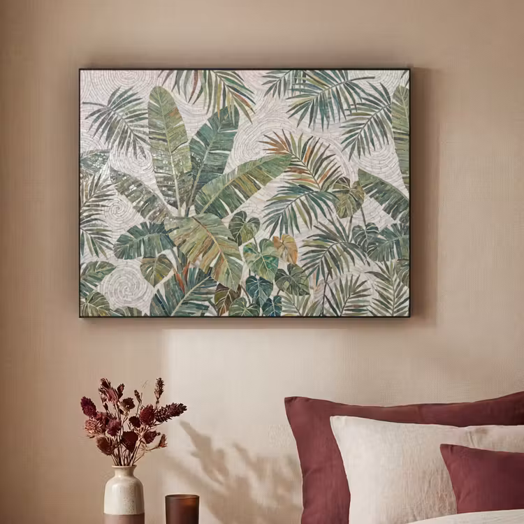 Planten - Tropisch - Mozaïek - Natuur - Groen Textielframe zwart klein -sfeer1