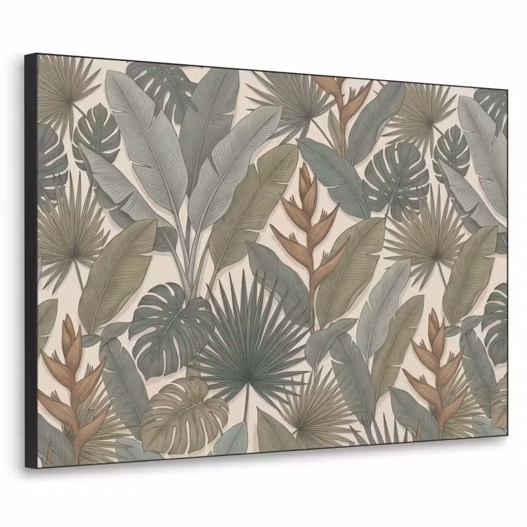 Planten - Tropisch - Natuur - Illustratie - Groen Textielframe zwart klein -3d