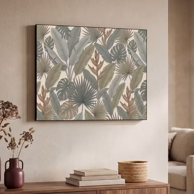 Planten - Tropisch - Natuur - Illustratie - Groen Textielframe zwart klein -sfeer3