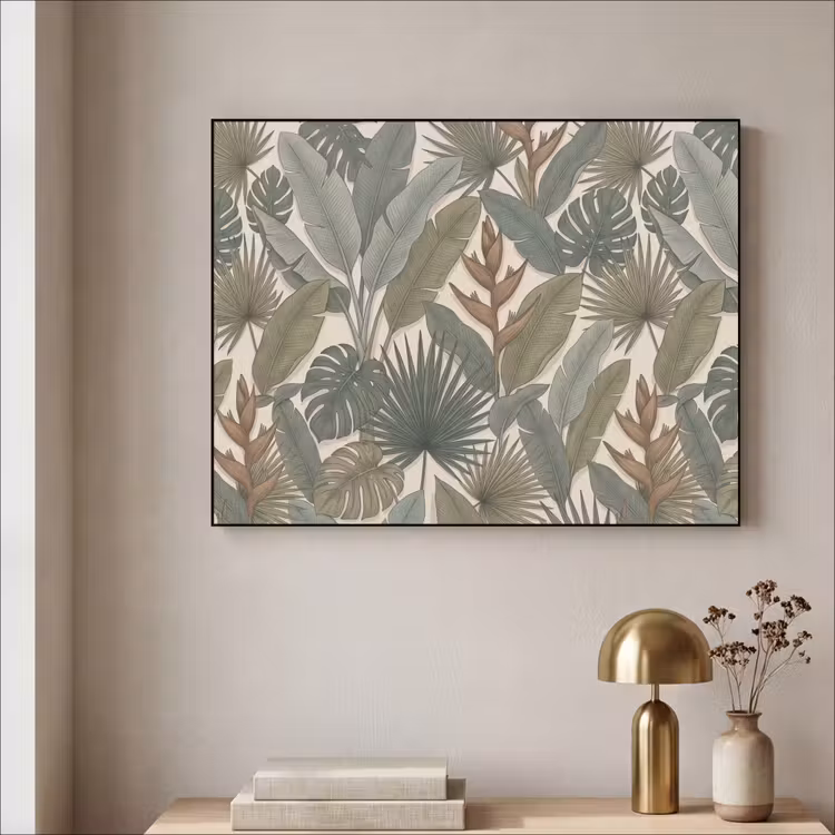 Planten - Tropisch - Natuur - Illustratie - Groen Textielframe zwart klein -sfeer2