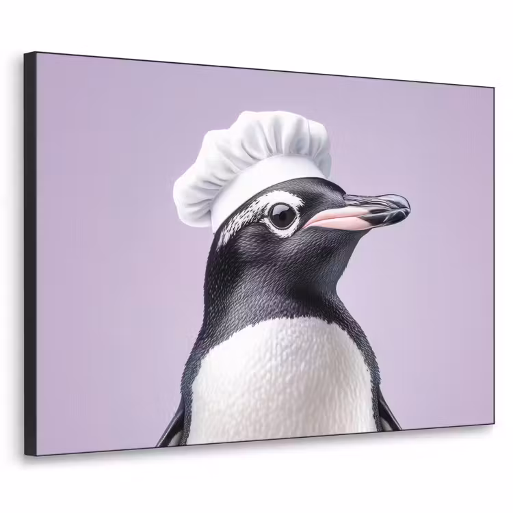 Pinguïn - Koksmuts - Lief - Paars Textielframe - compleet frame klein -3d