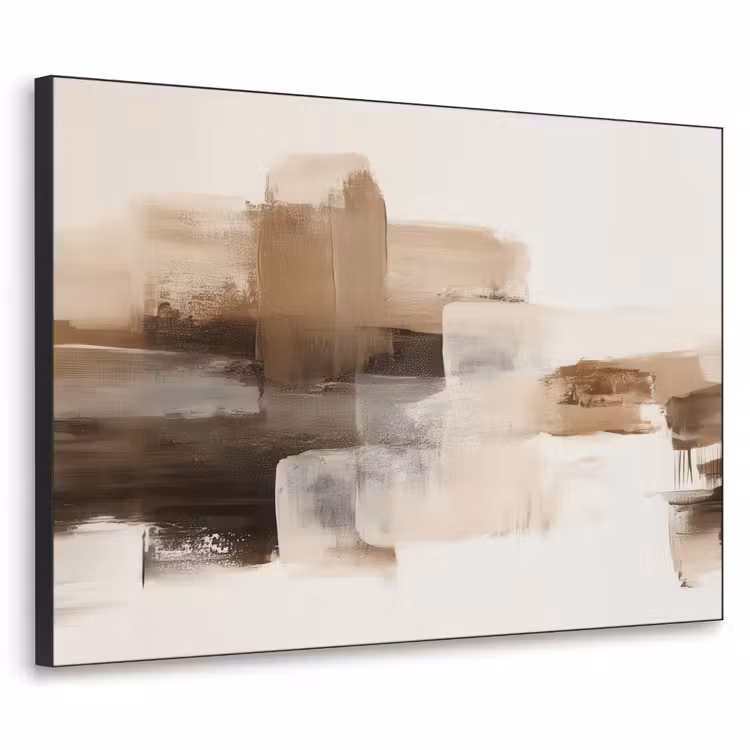 Penseelstreken - Abstract landschap - Rust Textielframe zwart klein -3d