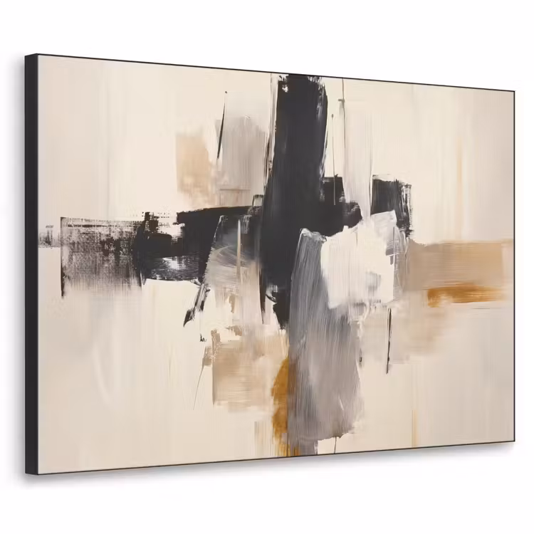 Penseelstreken - Ruw - Abstract - Beige Textielframe - compleet frame klein -3d