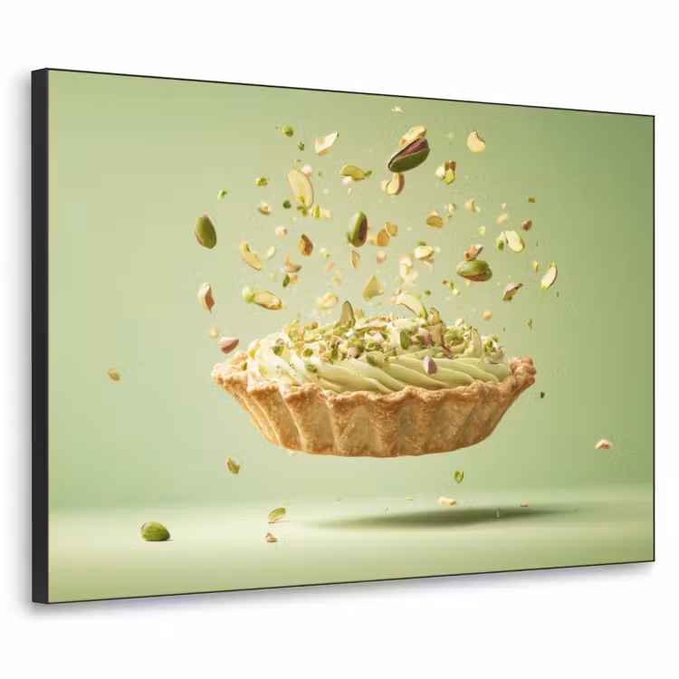 Pistache - Taart - Noten - Eten Textielframe zwart klein -3d