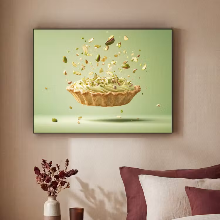 Pistache - Taart - Noten - Eten Textielframe - compleet frame klein -sfeer1