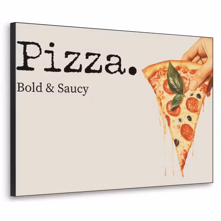 Pizza - Kaas - Pepperoni Textielframe zwart klein -3d