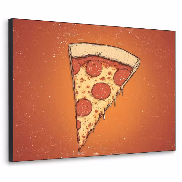 Pizza - Kaas - Rood - Pepperoni Textielframe zwart klein -3d