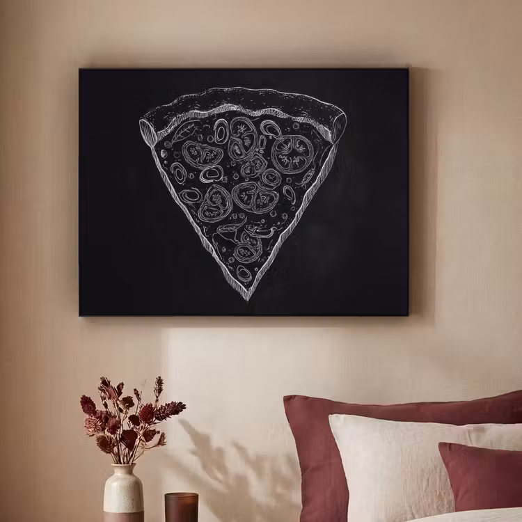 Pizzapunt - Toppings - Krijttekening Textielframe - compleet frame klein -sfeer1