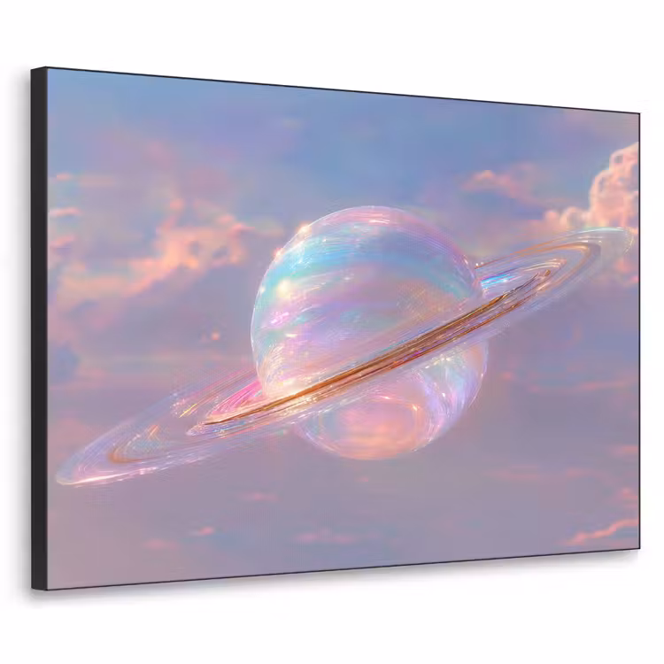 Planeet - Lucht - Wolken - Pasteltinten Textielframe - compleet frame klein -3d