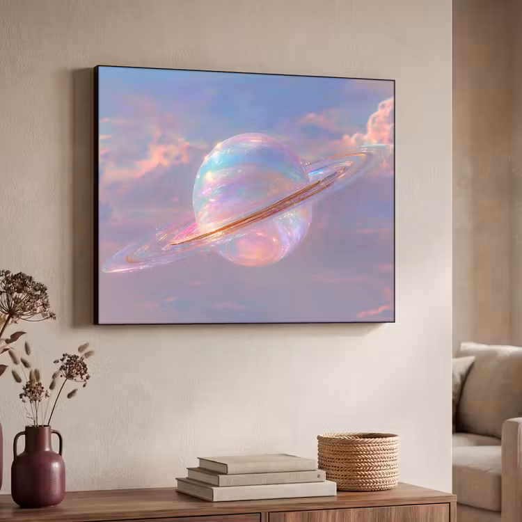 Planeet - Lucht - Wolken - Pasteltinten Textielframe - compleet frame klein -sfeer3