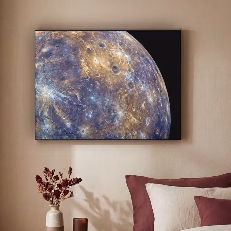 Art Frame - Planet – Krater – Weltraum - Planeet - Kraters - Ruimte Textielframe zwart klein