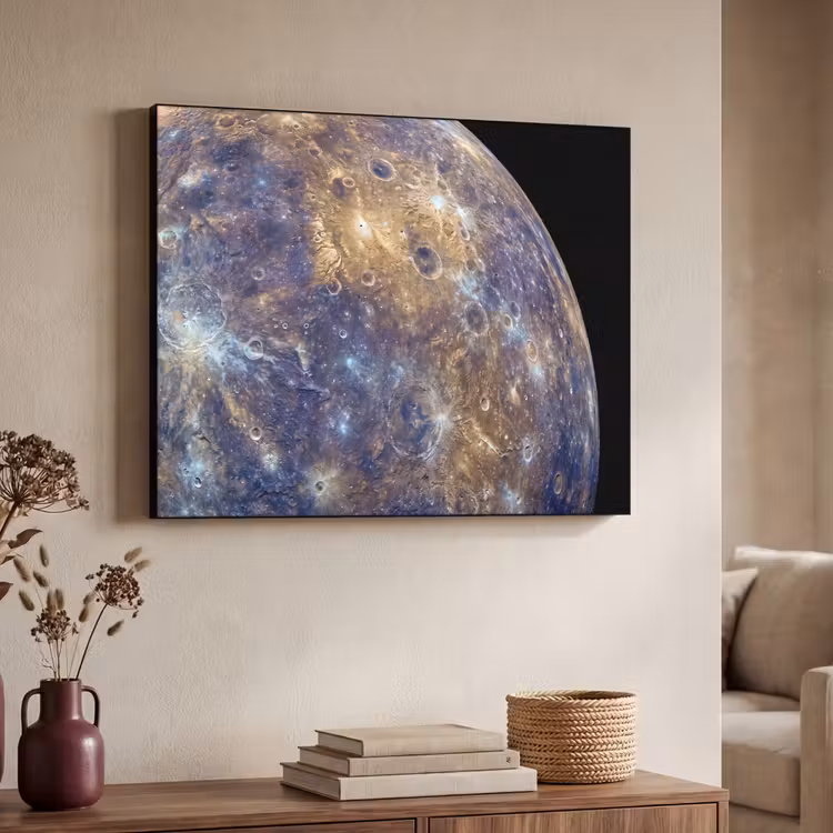 Art Frame - Planet – Krater – Weltraum - Planeet - Kraters - Ruimte Textielframe zwart klein