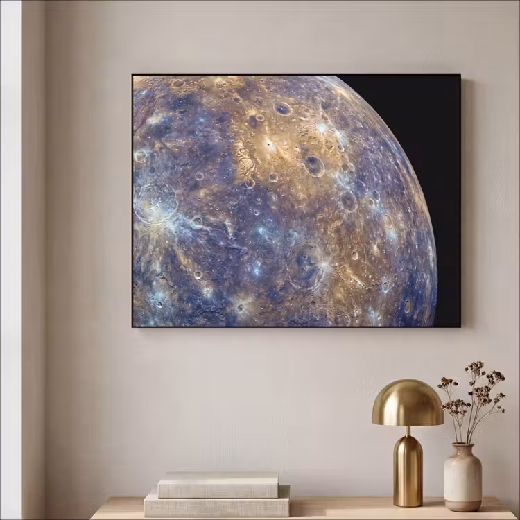 Art Frame - Planet – Krater – Weltraum - Planeet - Kraters - Ruimte Textielframe zwart klein