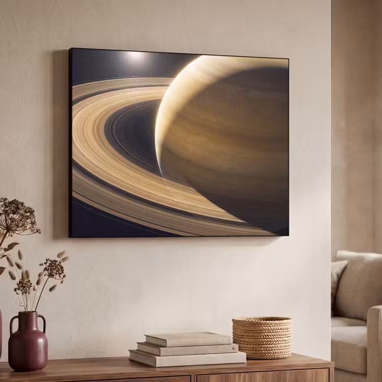 Art Frame - Planet – Ringe – Weltraum - Planeet - Ringen - Ruimte Textielframe zwart klein