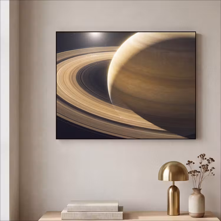 Art Frame - Planet – Ringe – Weltraum - Planeet - Ringen - Ruimte Textielframe zwart klein