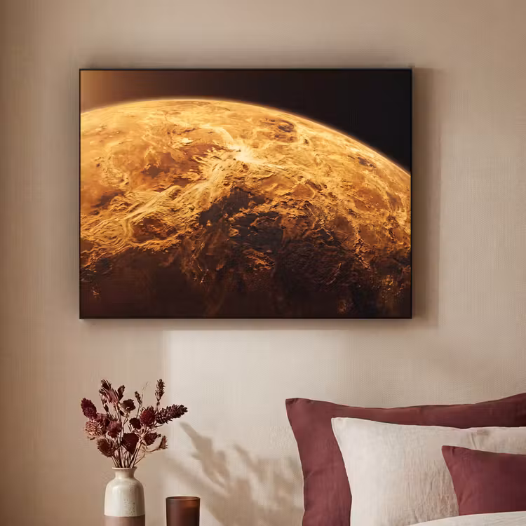 Art Frame - Planet – Weltraum – Orange - Planeet - Ruimte - Oranje Textielframe zwart klein