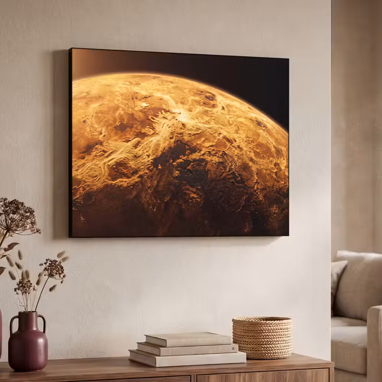 Art Frame - Planet – Weltraum – Orange - Planeet - Ruimte - Oranje Textielframe zwart klein