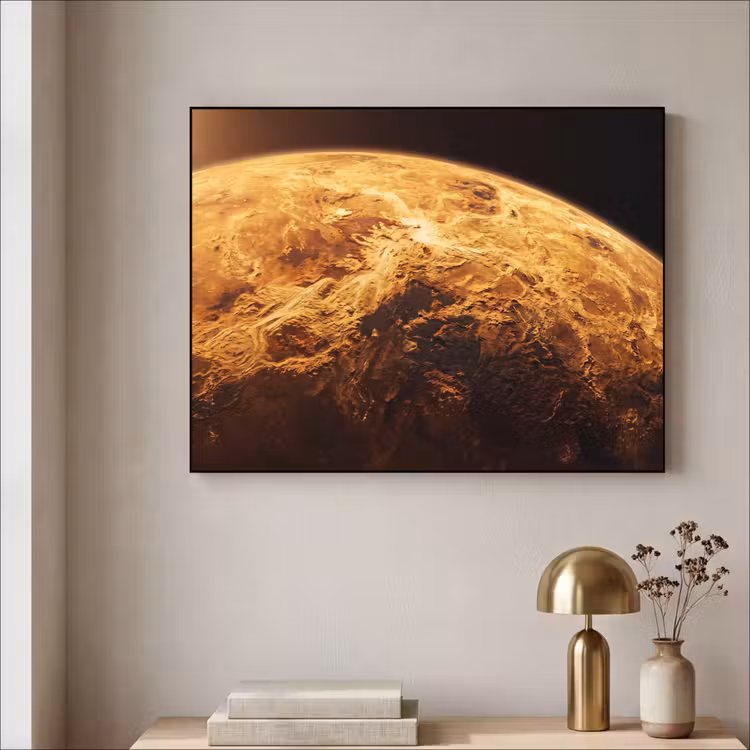 Art Frame - Planet – Weltraum – Orange - Planeet - Ruimte - Oranje Textielframe zwart klein