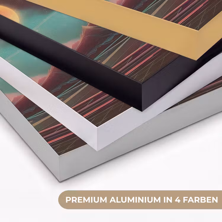 Planeten - Neon - Berglandschap - Zon Textielframe zwart klein -USP_kleurenDE