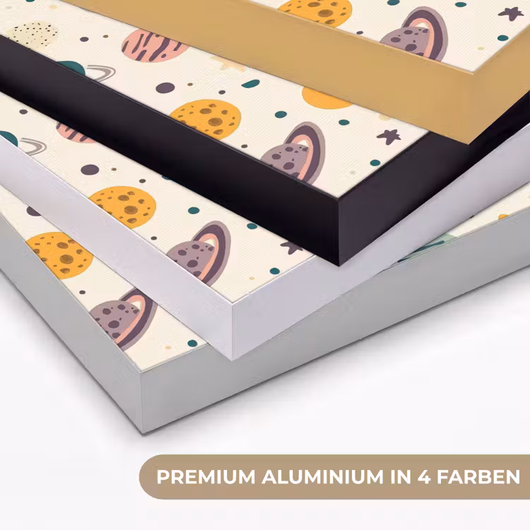Planeten - Retro - Kleurrijk Textielframe zwart klein 947 -USP_kleurenDE