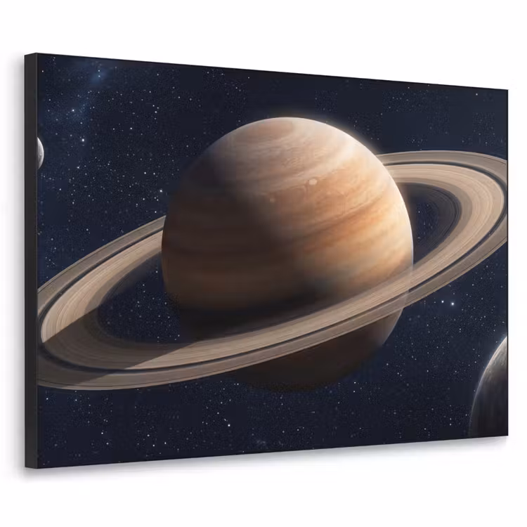 Planeten - Saturnus - Ruimte Textielframe zwart klein -3d