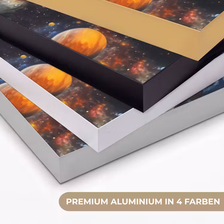 Planeten - Heelal - Neon - Ruimte Textielframe zwart klein -USP_kleurenDE