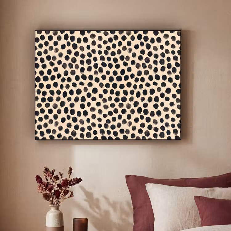 Stippen - Patroon - Zwart Textielframe zwart klein 947 -sfeer1