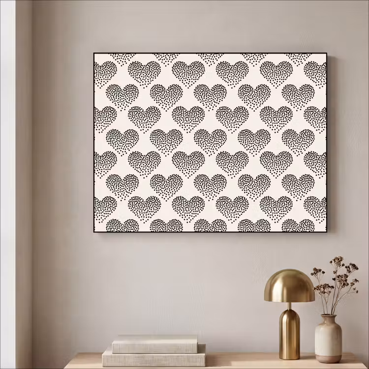 Polka - Stippen - Wit - Zwart Textielframe - compleet frame klein 947 -sfeer2