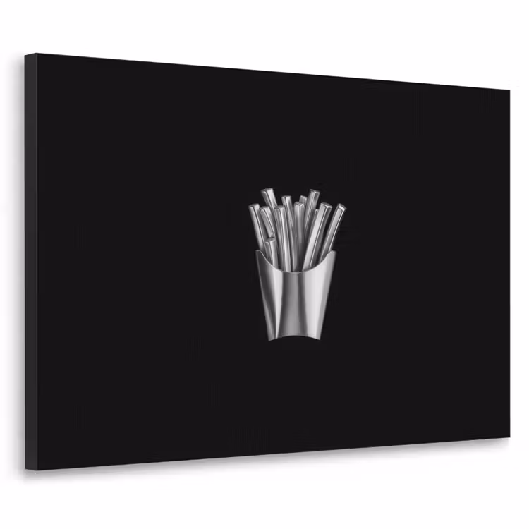 Frietjes - Futuristisch - Zilver Textielframe zwart klein -3d