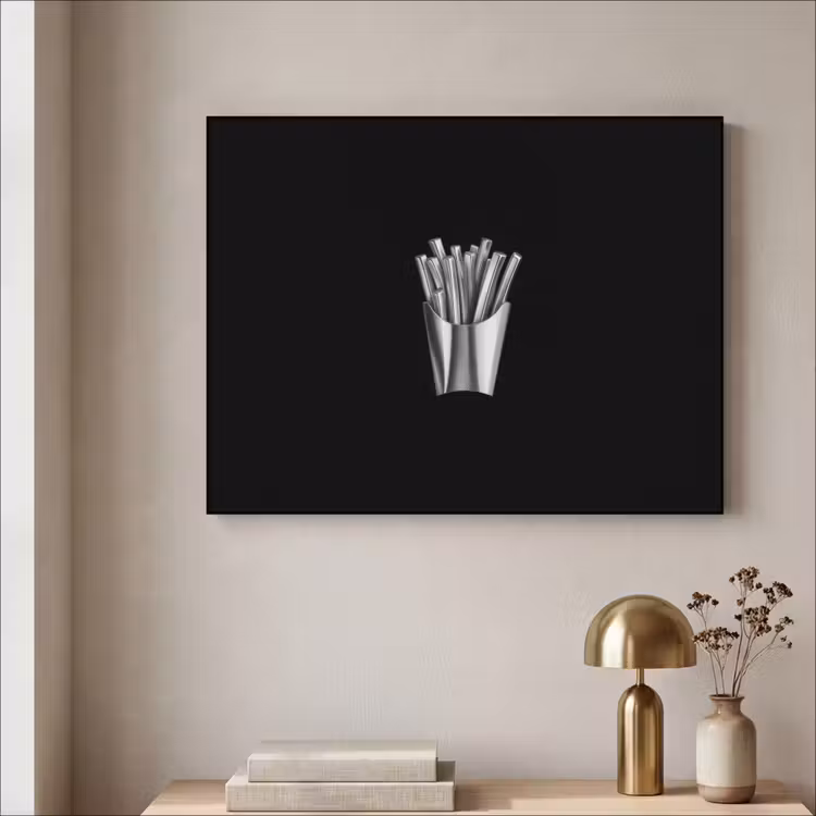 Frietjes - Futuristisch - Zilver Textielframe - compleet frame klein -sfeer2