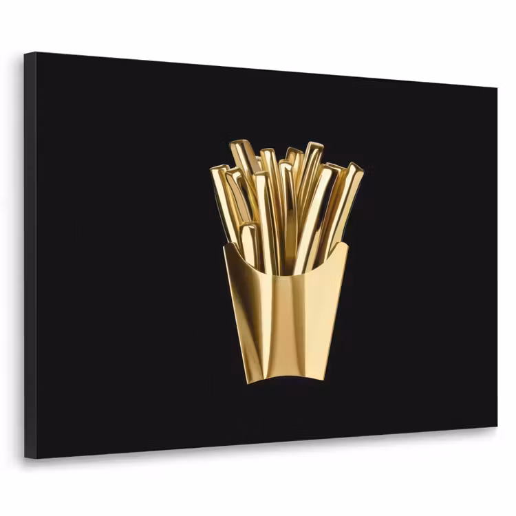 Friet - Goud - Chrome - Eten Textielframe - compleet frame klein -3d