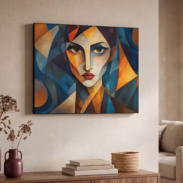 Portret - Abstract - Vormen Textielframe - compleet frame klein -sfeer3