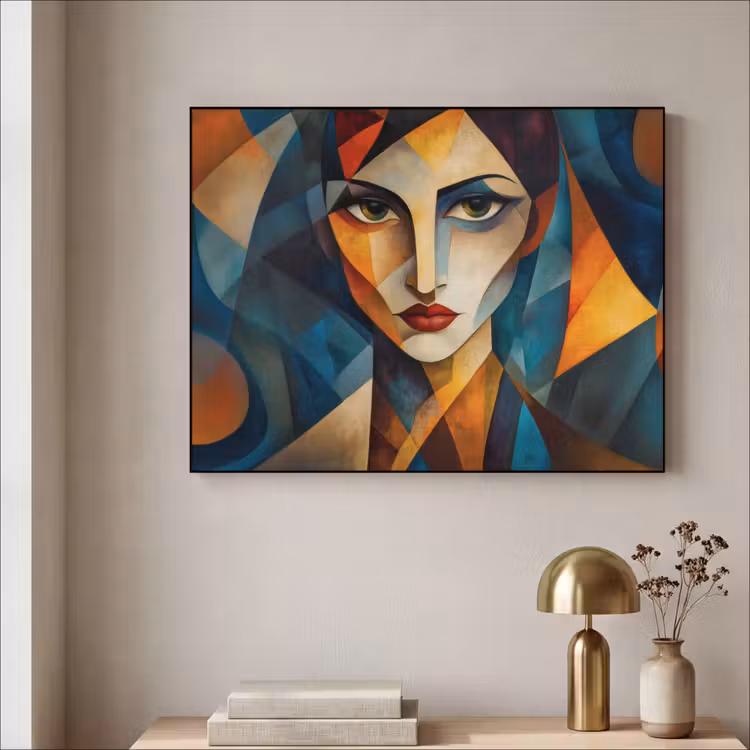 Portret - Abstract - Vormen Textielframe - compleet frame klein -sfeer2