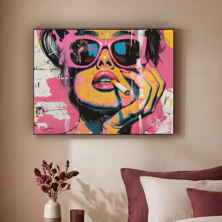 Portret - Vrouw - Abstract - Zonnebril Textielframe zwart klein -sfeer1