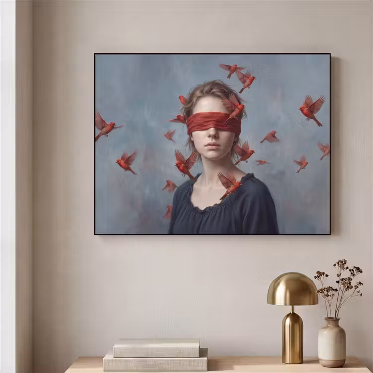 Portret - Krachtig - Rood Textielframe zwart klein -sfeer2